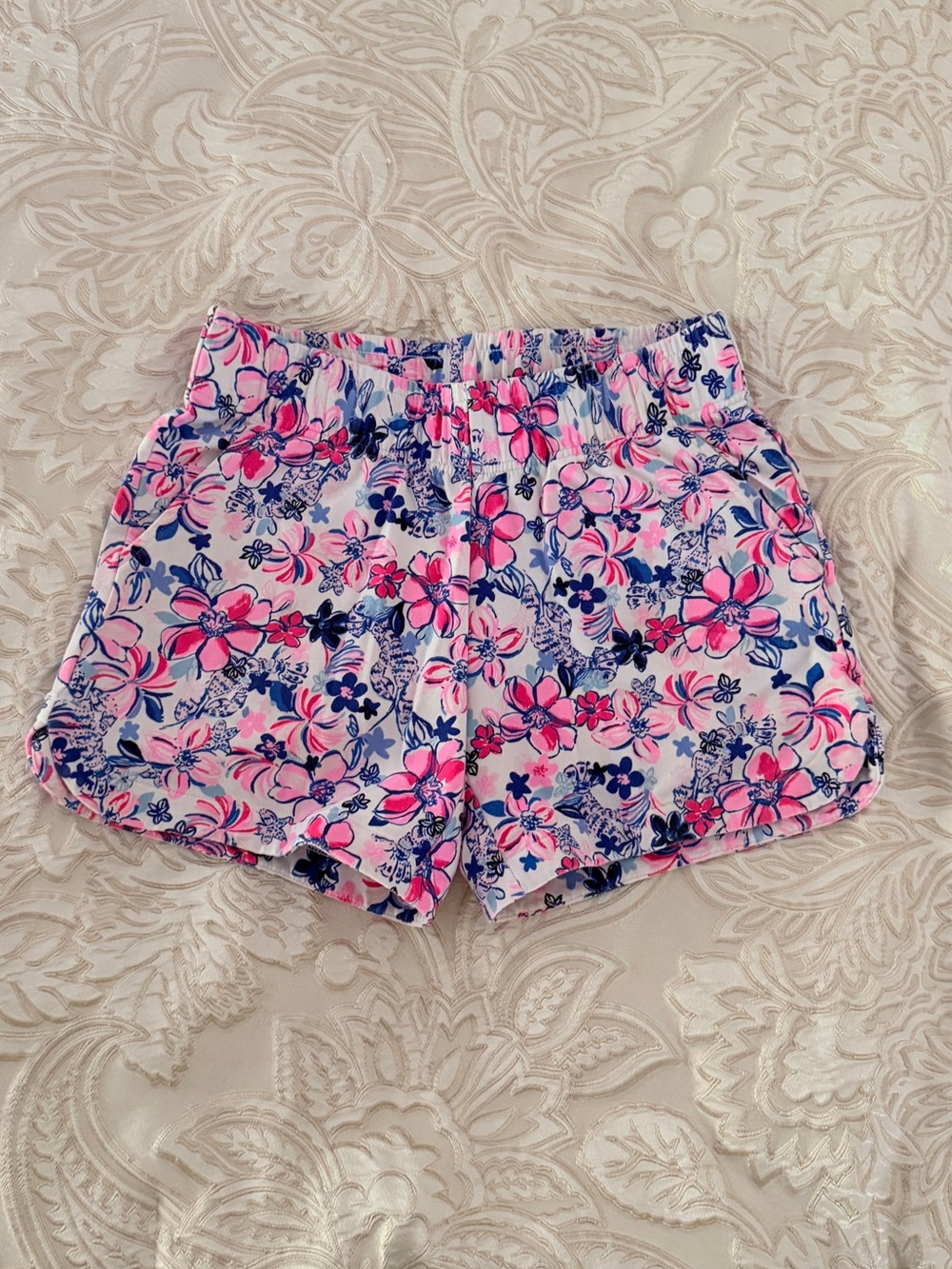 Lilly Pulitzer Pink & Navy Floral Kylar French Terry Shorts